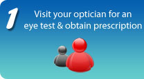 Visit your optician for an eye test & obtain prescription